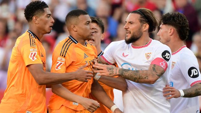 Real Madrid's Jude Bellingham and Kylian Mbappe will by vying to win the FIFA Club World Cup. (Photo by CRISTINA QUICLER / AFP)