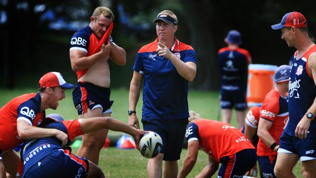 Trent Robinson takes charge at a training session at Moore Park. Picture: Mark Evans