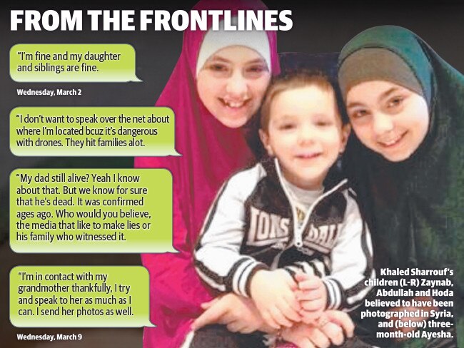 Some of the conversations between Zaynab Sharrouf and The Daily Telegraph.