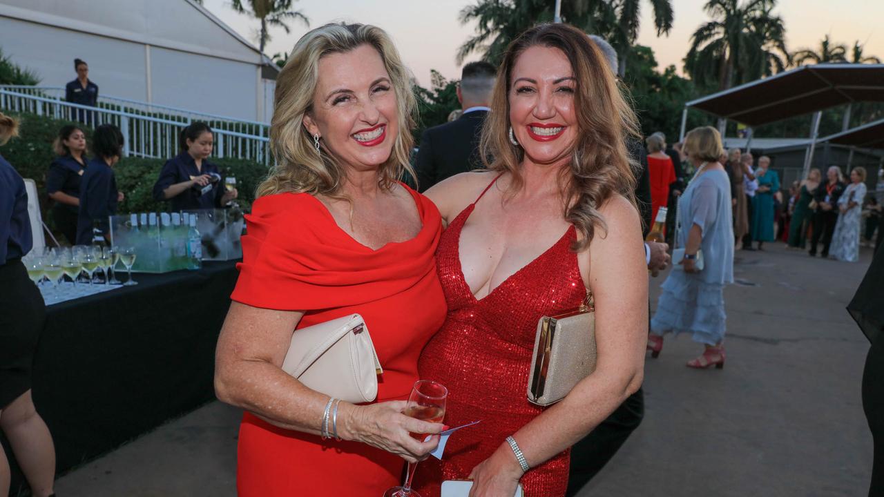 Louise Reynolds and Nathalie Campion at the Darwin Turf Club Gala Ball. Picture: Glenn Campbell
