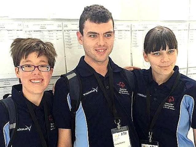 Sydney Hills Club swimmers Katya Dorey, Corey Atkinson and Lauren Heggie at the TransTasman Special Olympics Tournament held in New Zealand in November. Picture: Wendy Atkinson