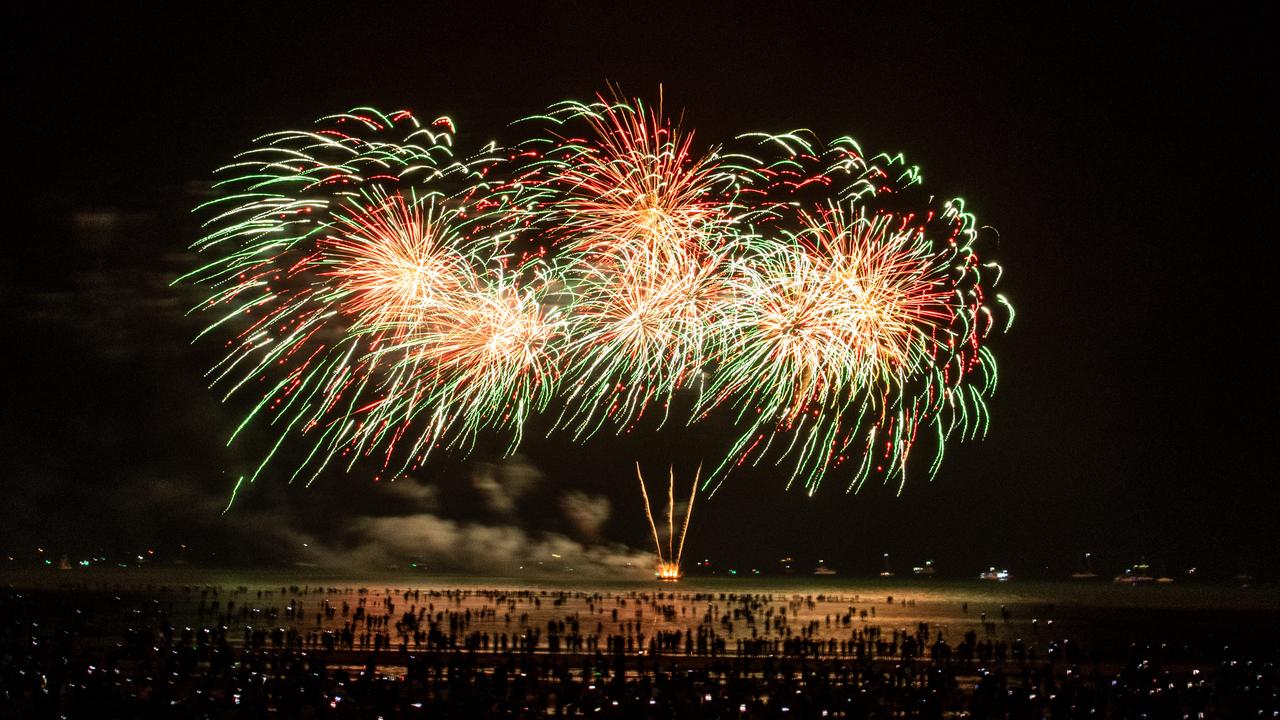 Fireworks at the 2024 Territory Day at Mindil Beach, Darwin. Picture: Pema Tamang Pakhrin.