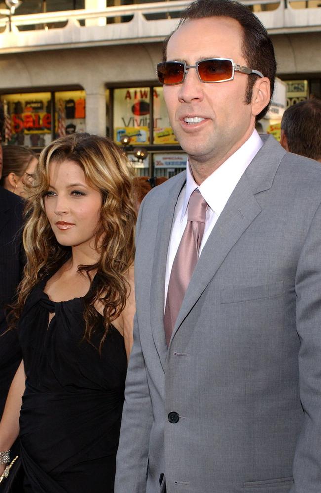 Actor Nicholas Cage and then girlfriend Lisa Marie Presley at the premiere of n"Windtalkers," in Los Angeles.