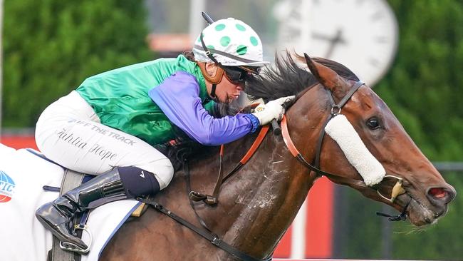 Tahlia Hope (pictured) takes the ride on Riddlero on Friday. Picture: Getty Images