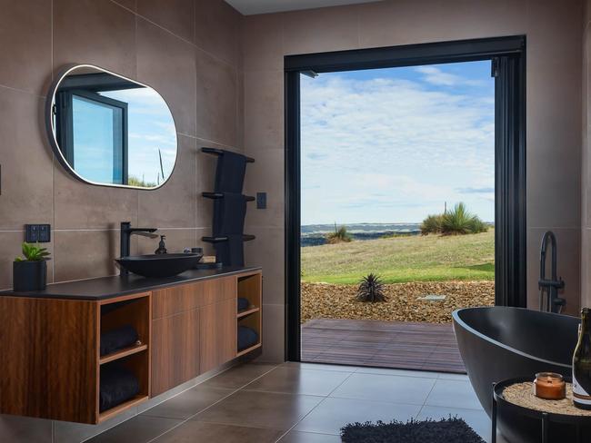 This gorgeous eco-retreat runs on rainwater, a solar system and self composting toilets. Picture: Supplied.