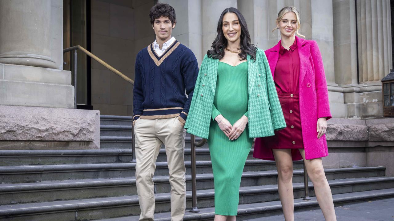 Face of Myer Tayla Damir with models Luke Hatton and Zoe Nieuw. Picture: Wayne Taylor