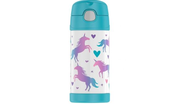 Children's personalized insulated water bottle - Girl and unicorn