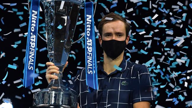 ATP Tour Finals victor Daniil Medvedev is unsure if he’ll play at the Australian Open if strict quarantine restrictions are in place. Picture: AFP