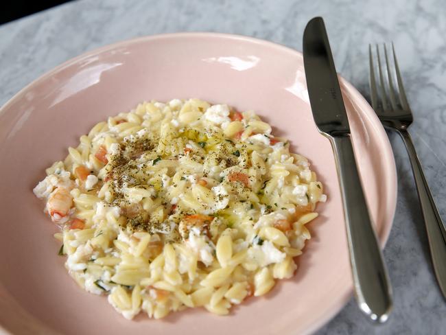 Kritharaki (orzo pasta with spanner crab). Picture: AAP Image/Josh Woning