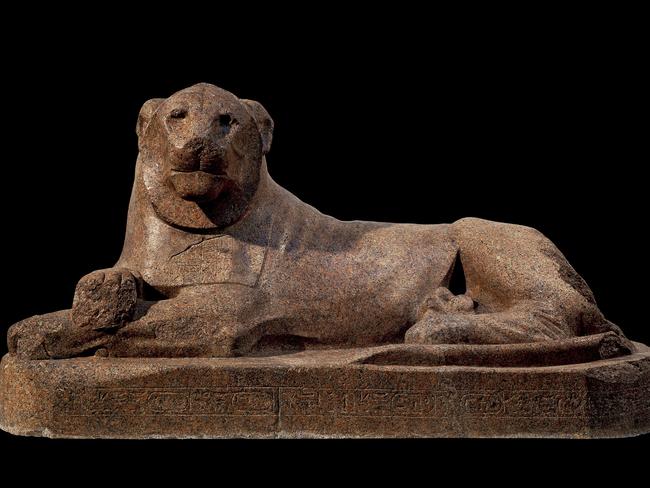 Statue of a lion, erected by Amenhotep III and re-inscribed by Tutankhamun (about 1390-1352 BC), is in Melbourne for Pharaoh. Picture: The Trustees of the British Museum