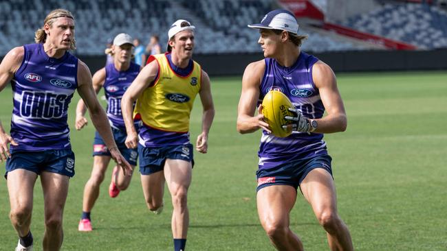 Foster during Geelong training. Picture: Brad Fleet