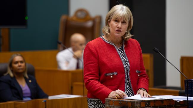 Chief Minister of Northern Territory Eva Lawler delivers her 2024 Budget speech to parliament. Picture: Pema Tamang Pakhrin