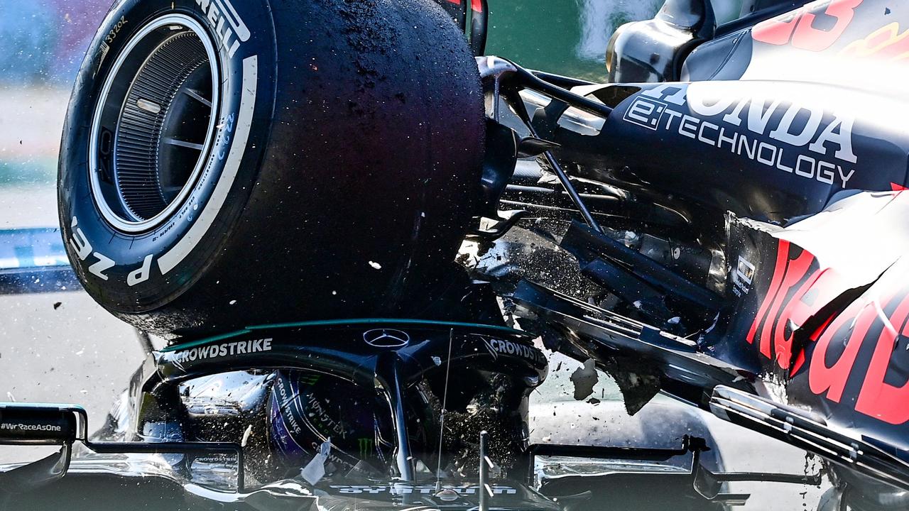 Terrifying new vision of Lewis Hamilton’s crash with Max Verstappen at Italian GP