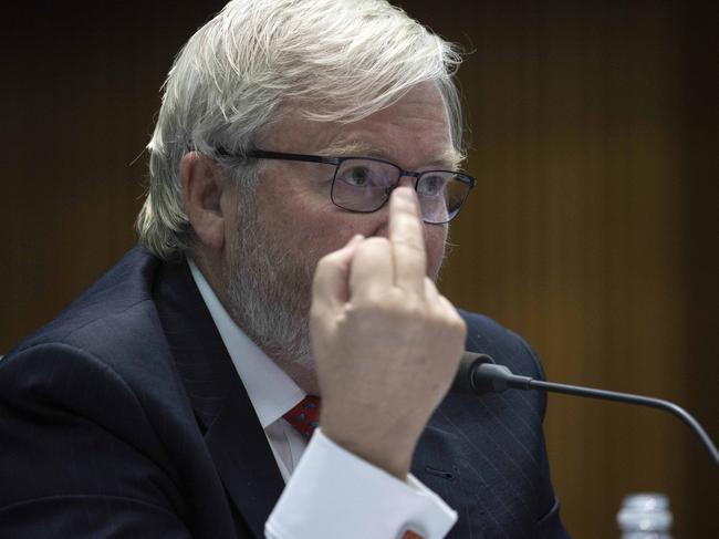 Kevin Rudd at the senate inquiry. Picture: NCA NewsWire/Gary Ramage