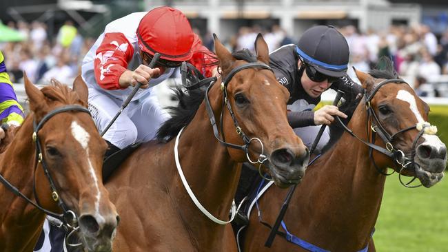 Vindication (red cap) represents good value in the opener at Randwick on Saturday. Picture: Bradley Photos