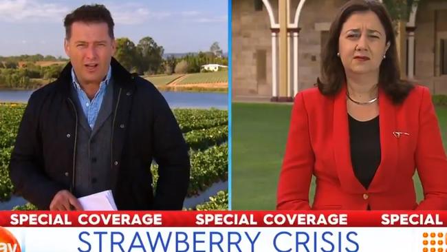 Karl Stefanovic covering the strawberry crisis on the Today Show