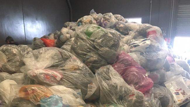 Bags of soft plastic waste deposited in REDcycle bins. Picture: Supplied