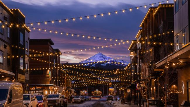 Lone Mountain looms above the village at Big Sky Resort.