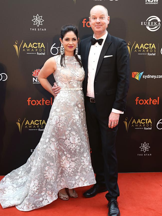 With wife Ellie Parker at the AACTA Awards in Sydney last year. (Picture: Getty Images)