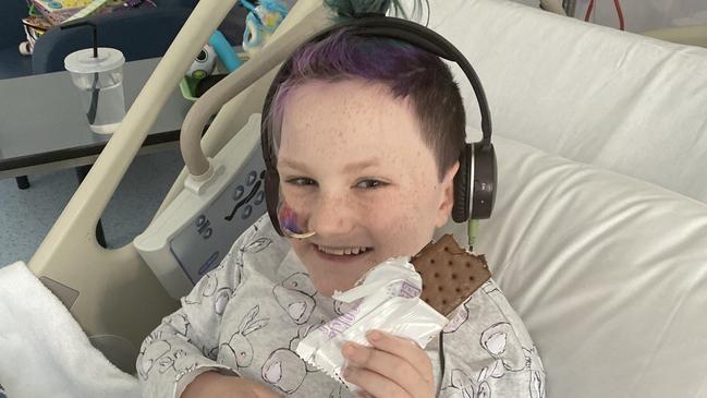 Willow McShane, 12 of Hobart, who has global brain atrophy, which affects her ability to walk, eat and speak, and for which there is no cure. (supplied)