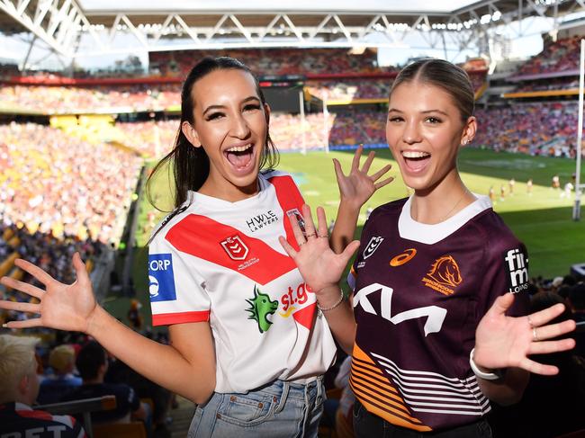 Caitlyn Daunt and Taylah Bowden at NRL Magic Round, Suncorp Stadium. Picture: Patrick Woods.