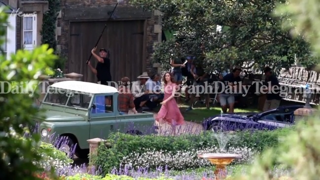 Rose Byrne on set filming a scene for Peter Rabbit 2 in Sydney