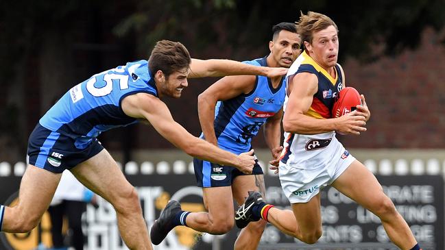 Tom Hutchesson in action for Adelaide in the SANFL. Picture: Tom Huntley