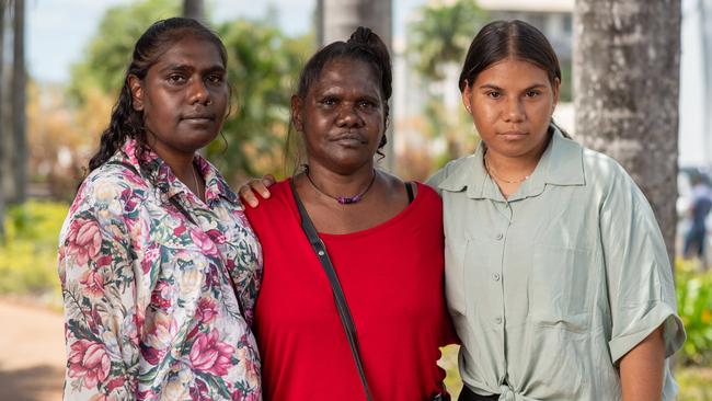 Mother of 15-year-old Layla "Gulum" Leering, Justine Jingles, with daughters Jasmine and Keely. Picture: Che Chorley