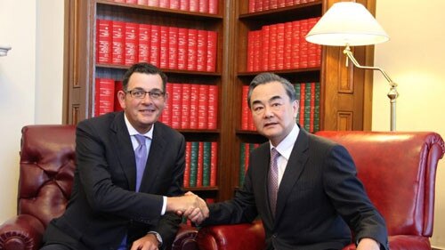 Victorian Premier Daniel Andrews meeting with Chinese foreign minister Wang Yi in Melbourne in 2017. Picture: Supplied