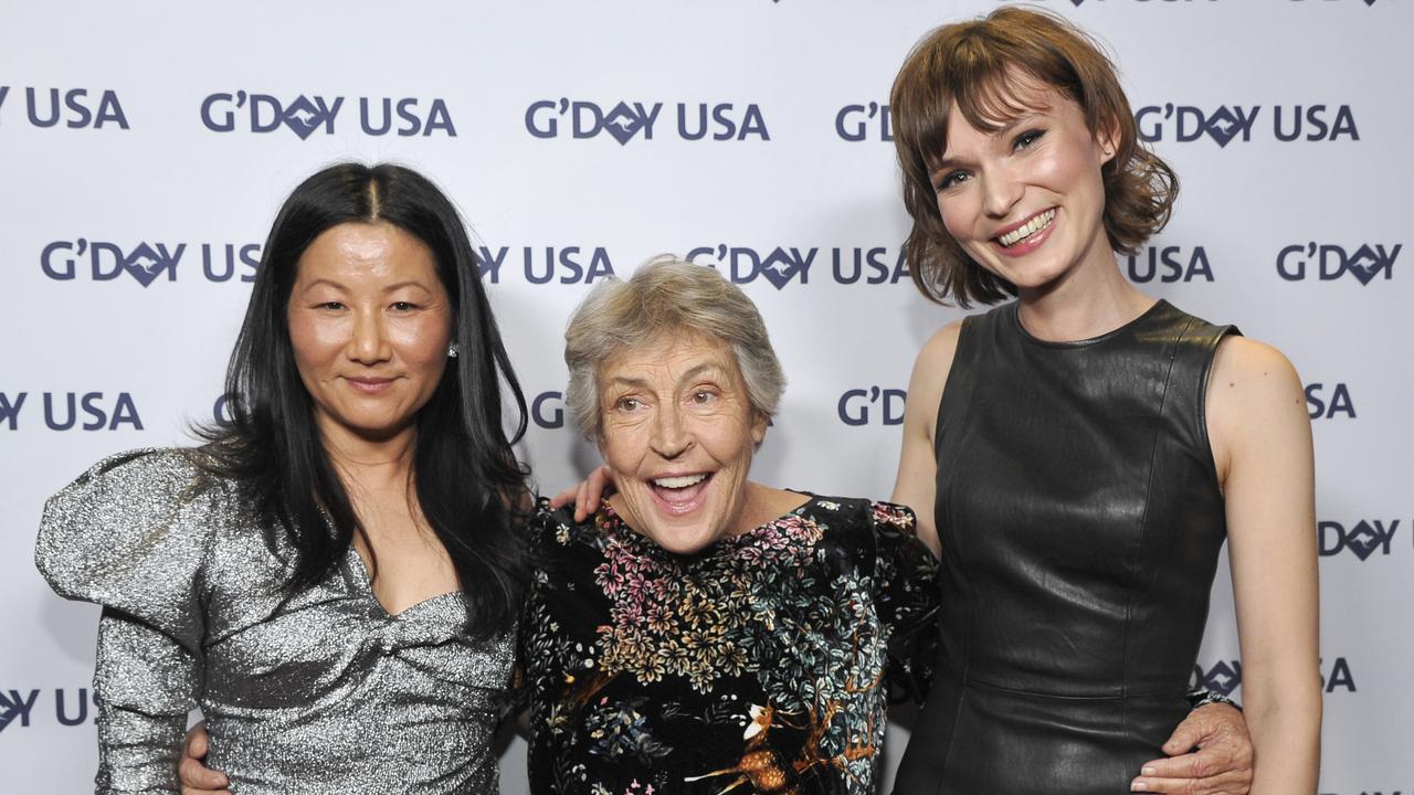 Unjoo Moon with Helen Reddy and Tilda Cobham-Hervey at the 2019 G'Day USA Gala (Photo by John Sciulli/Getty Images for G'Day USA )