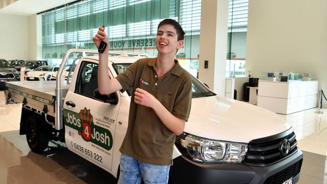 Josh Gaw with his new ute from Mike Carney Toyota. Picture: Evan Morgan