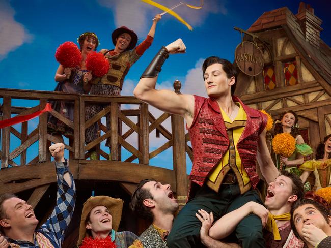 Cast of Disney's Beauty and the Beast the Musical - including Rubin Matters as Gaston and Nick Cox as Le Fou - re-enact Olympics events to coincide with the Paris 2024 Games. Picture: Eugene Hyland