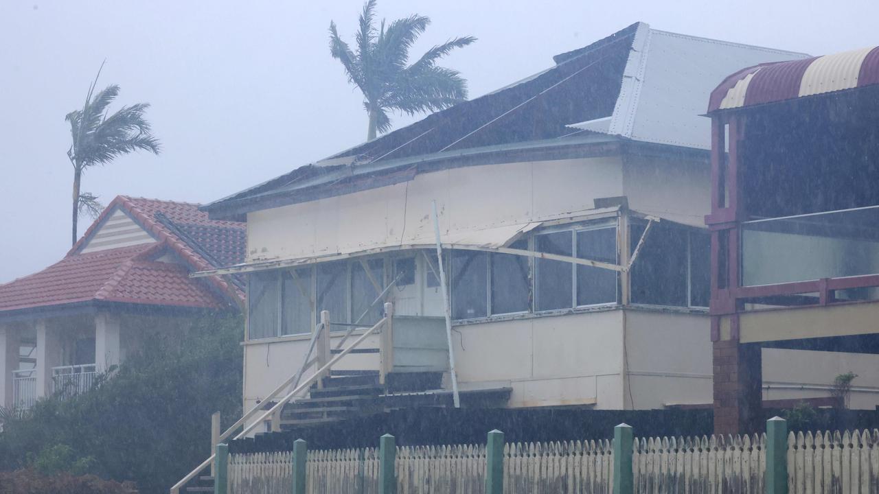 A house lost part of its roof at Redcliffe from ex-Tropical Cyclone Alfred. Picture: Steve Pohlner