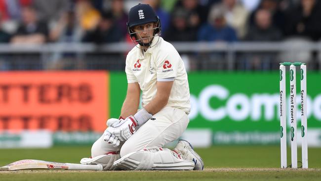 Joe Root goes down. Picture: Getty Images