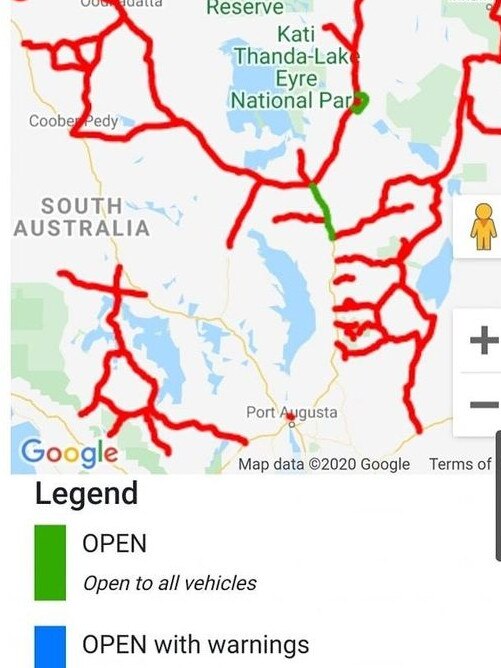 Outback road closures due to weather. Source: The Department of Infrastructure and Transport