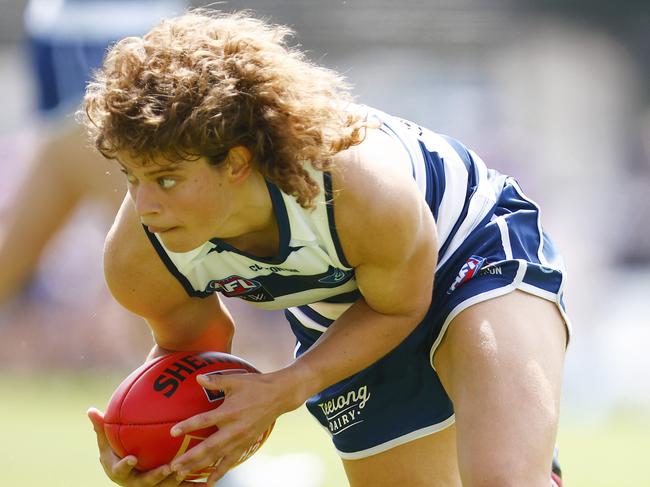 Nina Morrison in action in a practice match against Richmond. Picture: Daniel Pockett/AFL Photos/via Getty Images