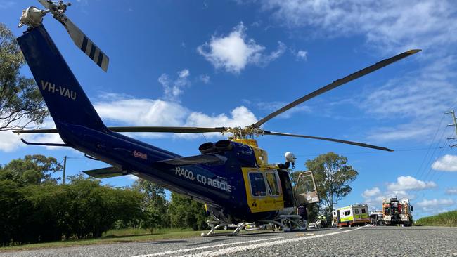 A RACQ CQ Rescue chopper on scene. Picture: RACQ CQ Rescue Service