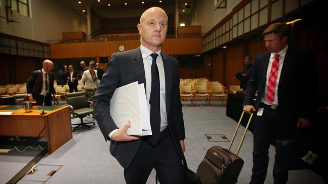 CBA chief executive Ian Narev leaving the Standing Committee on Economics hearing. Picture: Kym Smith