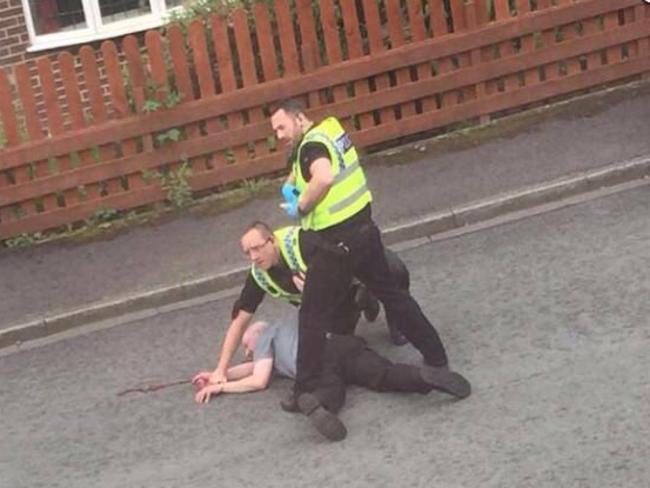 A picture believed to be of the arrest of Tommy Mair. Picture: ‏@gasif2016