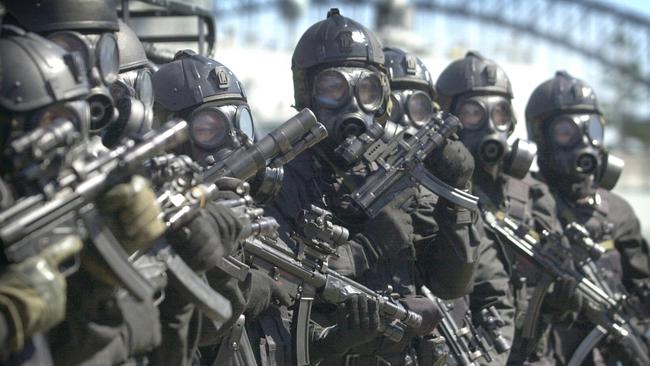 Members of the Tactical Assault Group (TAG) at counter-terrorism training on Garden Island.