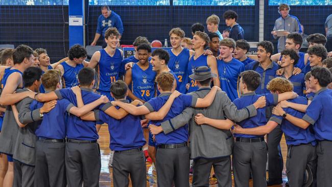 GPS First V basketball round one action between Churchie and Brisbane Grammar.