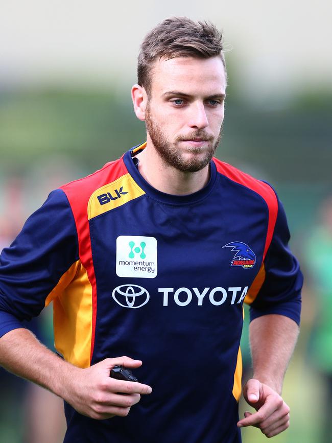 Brodie Smith trains for the first time after the concussion against the Magpies. Photo: Sarah Reed