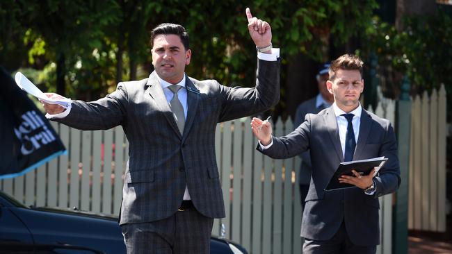 Agent Anthony Lapadula auctions off a six-bedroom family home in Thornbury. (Picture: Tony Gough)