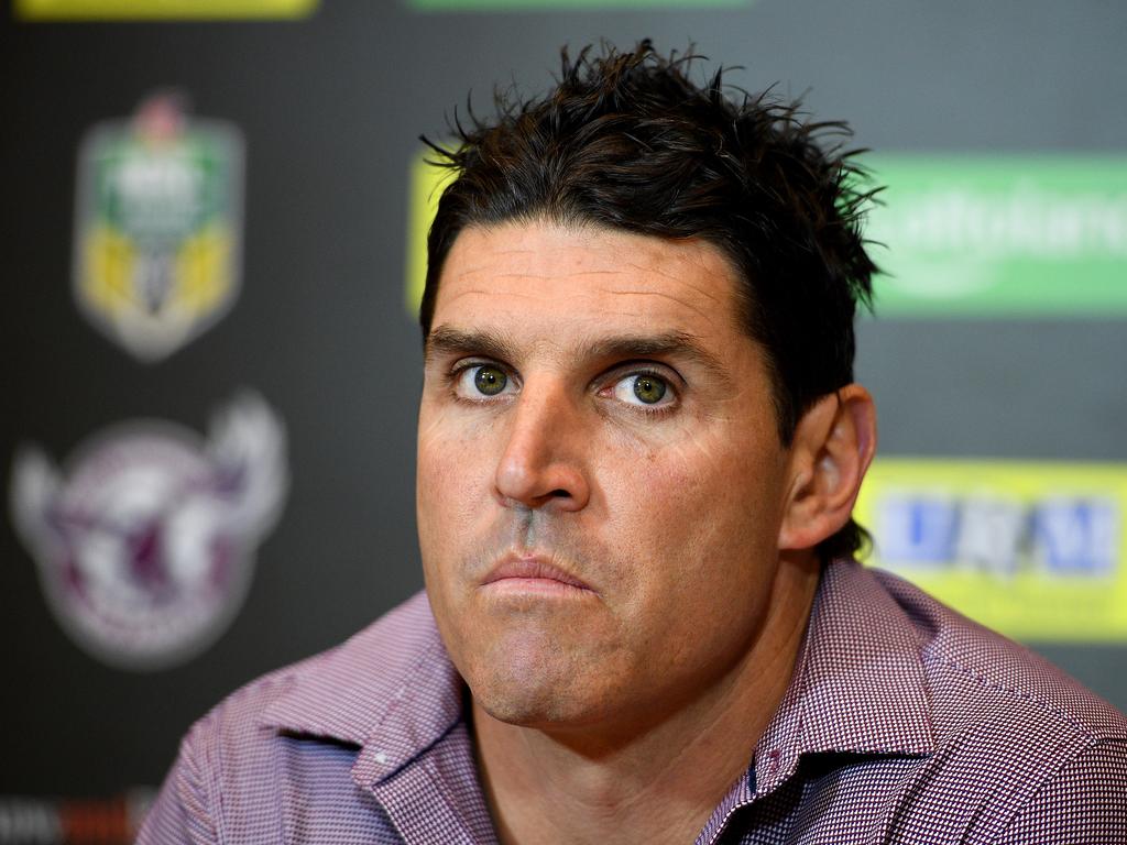 Bulldog thought former Sea Eagles coach Trent Barrett was going to ‘deck’ him. Picture: AAP