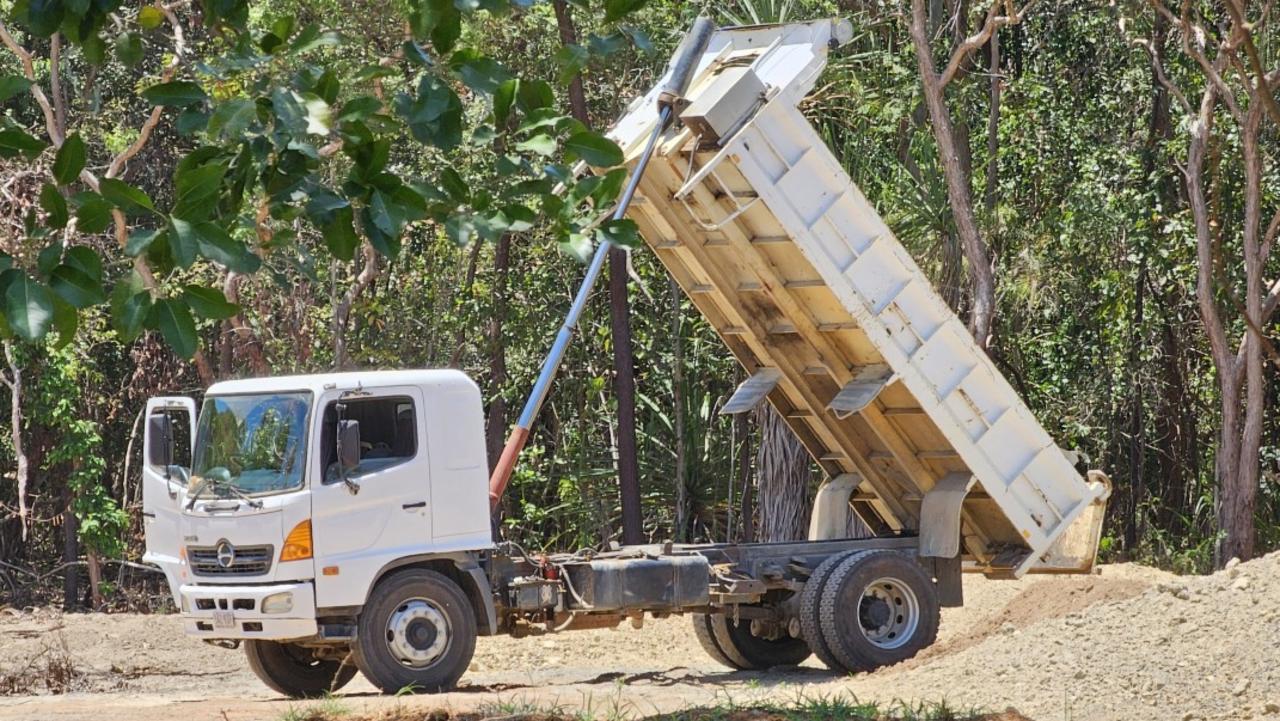 A truck photographed dumping fill at Lot 10 Machans Beach Rd on October 16, 2023. Picture: Supplied