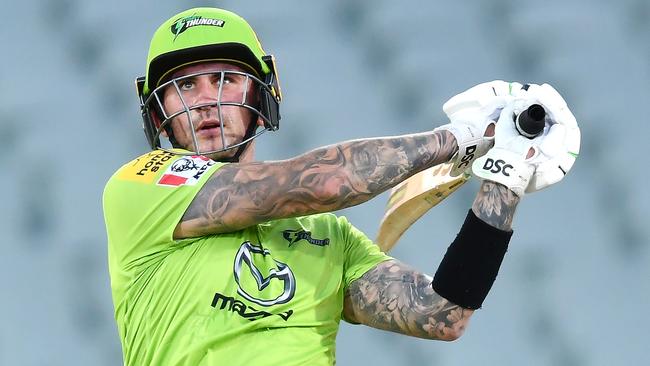 Alex Hales hits out for the Thunder in the Big Bash. Picture: Getty Images