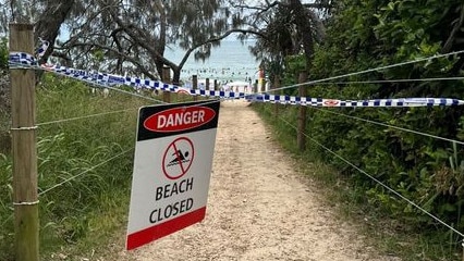 Queensland Police has confirmed a deceased man was found inside a tent at Mooloolaba Beach on Thursday, January 12. Picture: Matt David/@shorebreakblue