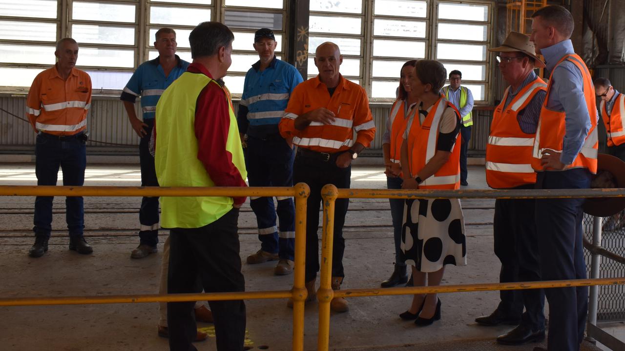 The politician group on tour at the Rockhampton Railyards on Thursday.