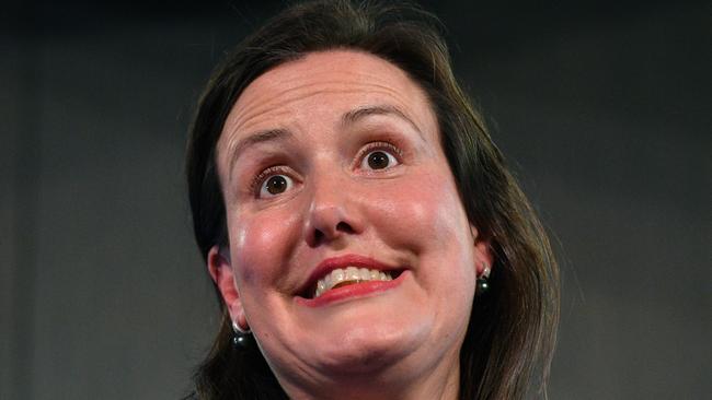 Kelly O’Dwyer puts on her happy face at the National Press Club in Canberra earlier this month. Photo: AAP