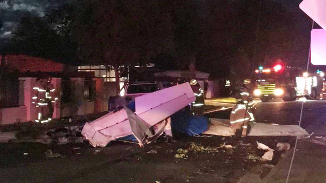 The wreckage of a light plane that crash-landed in Mordialloc. Picture: Brittany Goldsmith